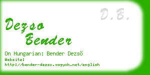 dezso bender business card